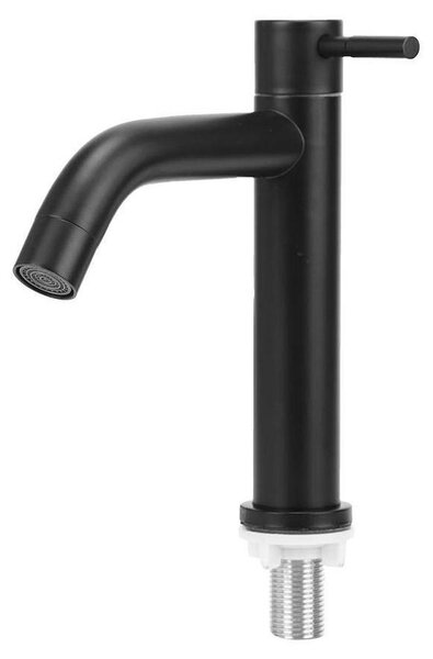 Rubinetto per lavabo in acciaio inossidabile - Miscelatore monocomando per acqua fredda - Nero - Maniglia da 7,5 cm - Altezza del beccuccio: 12,5 cm - Finitura - Rubinetto
