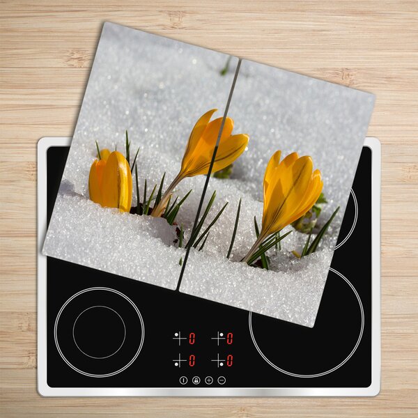 Tagliere in vetro Crocus nella neve 60x52 cm