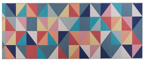 Tappeto passatoia multicolore poliestere 80 x 200 cm motivo geometrico triangolo fondo antiscivolo corridoio moderno Beliani