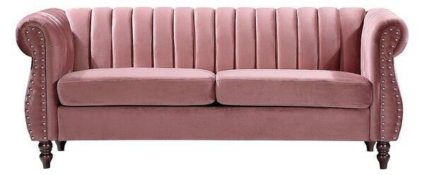 Divano Chesterfield 3 posti in Velluto Rosa antico - TRUMBO