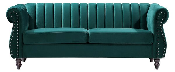 Divano Chesterfield 3 posti in Velluto Verde smeraldo - TRUMBO