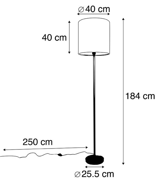 Lampada da terra romantica in ottone con paralume rosa 40 cm - Simplo