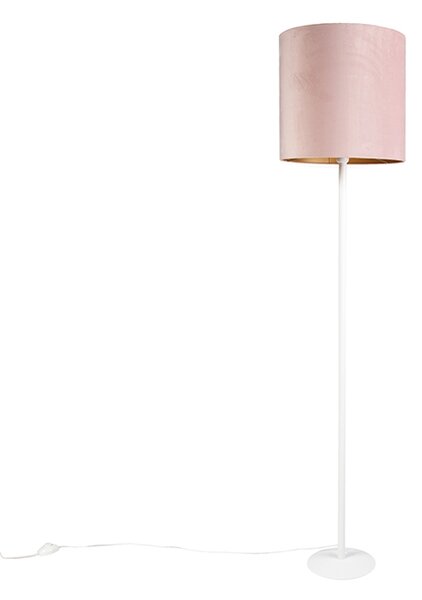 Lampada da terra bianca paralume rosa 40 cm - SIMPLO