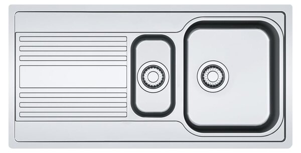 FRANKE 127.0371.769 Lavello RAPID RPX 251-100 con eccentrico girevole e scolapiatti in acciaio inox / Lavello in acciaio inox / Lavello da appoggio