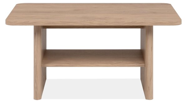 Calicosy - Tavolino basso 1 nicchia, bordi arrotondati effetto legno L90 cm - SOREN