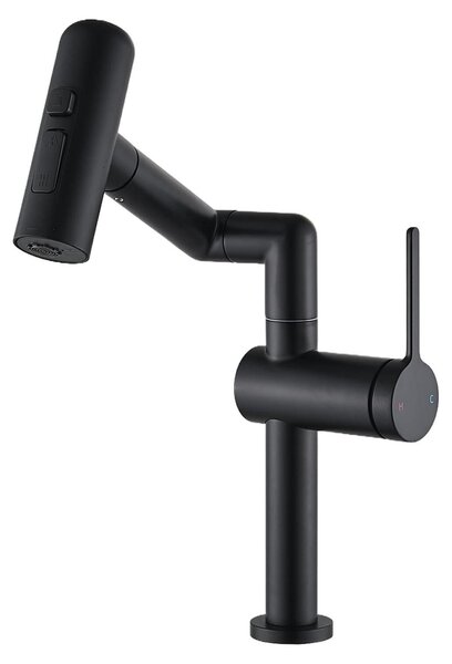 Omgoods - Miscelatore per lavabo nero con beccuccio girevole a 360°