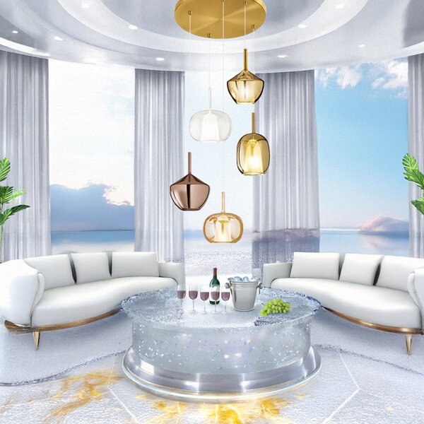 Lampadario perenz illumina rain s5 e27 led vetri multicolor ottone brunito - Perenz