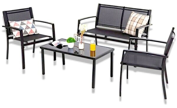 Set di mobili da giardino, mobili per balcone, tavolo, divano e 2 sedie, set da giardino, gruppo sedute, set da pranzo, set da giardino completo