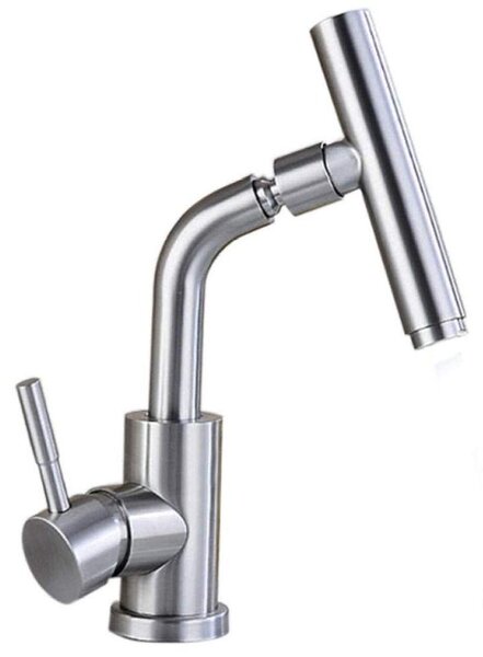 Rubinetto per lavabo in acciaio inossidabile, con acqua calda e fredda