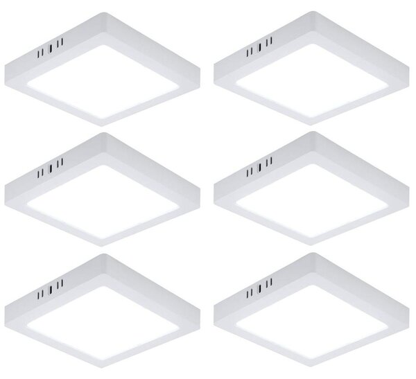 Set di 6 plafoniere LED, pannello montato a superficie, plastica, bianco, L 21,4 cm