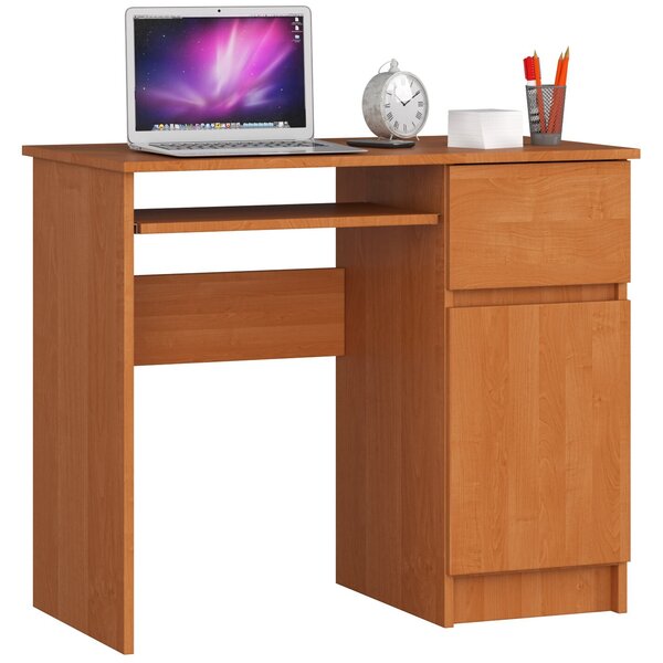 Scrivania per PC AKORD PIKSEL cassetto destro in ontano L90 x H77 x P50 cm