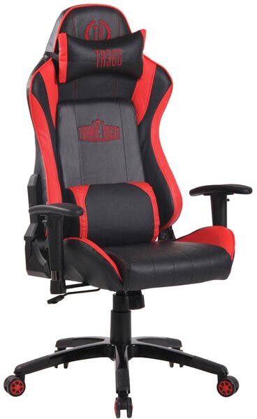 Poltrona da ufficio Shift X2, rivestita in ecopelle, colore nero e rosso
