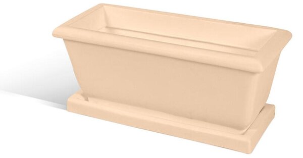 Fioriera rettangolare per esterni in polietilene esterno interno MOD LIBERTY Dimensione 22x51xh22,5 cm - peso 2 kg con foro di drenaggio. Sottovaso incluso Crema