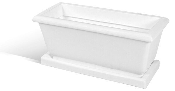 Fioriera rettangolare per esterni in polietilene esterno interno MOD LIBERTY Dimensione 22x51xh22,5 cm - peso 2 kg con foro di drenaggio. Sottovaso incluso bianco