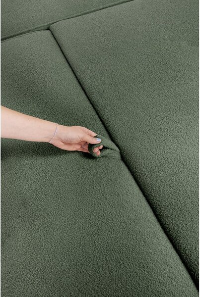 Divano angolare verde allungabile (con penisola a sinistra) con rivestimento in bouclé Quinoa – Bonami Selection