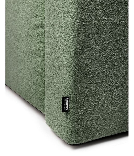 Divano angolare verde allungabile (con penisola a sinistra) con rivestimento in bouclé Quinoa – Bonami Selection