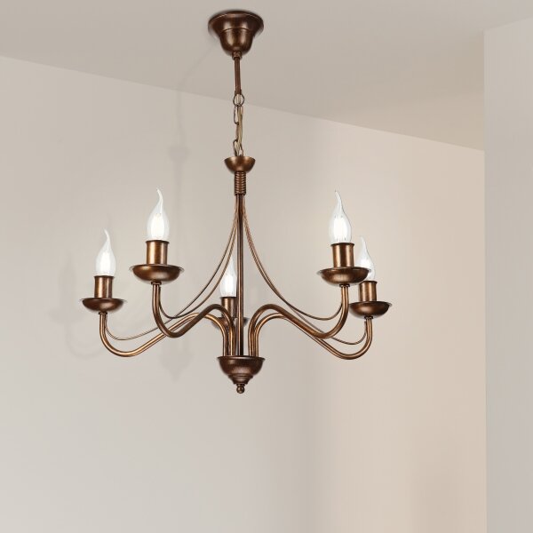 Lampadario a catena ANTON 5xE14/15W/230V, finitura bronzo