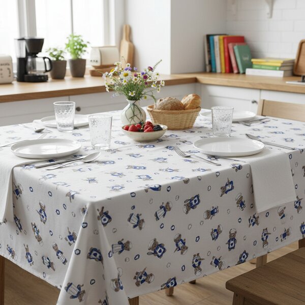 Tovaglia in cotone Orsacchiotto cuoco in blu