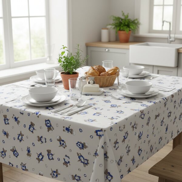Tovaglia in cotone Orsacchiotto cuoco in blu