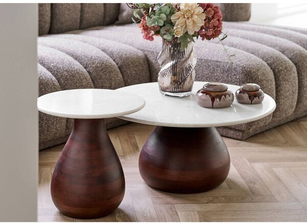 Tavolino rotondo con piano in marmo ø 40 cm Heide – House Nordic