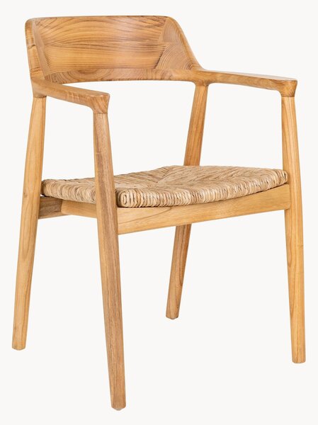 Set di 2 sedie con braccioli in legno di teak con seduta intrecciata Getafe