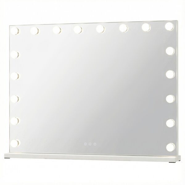 Costway Specchio trucco hollywood luci illuminato tavolo parete 3 colori luce, Specchio luminosità regolabile controllo tattile camera letto camerino 80 x 14 x 62,5 cm