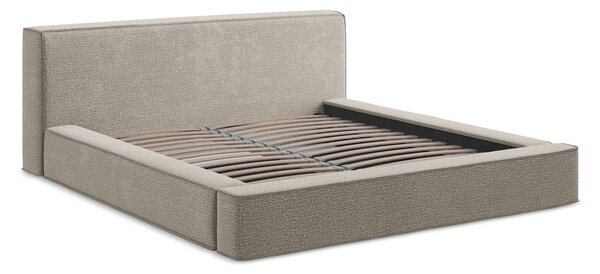 Letto matrimoniale imbottito grigio tortora con contenitore e rete inclusi 180x200 cm Noho – Makamii