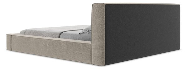 Letto matrimoniale imbottito grigio tortora con contenitore e rete inclusi 180x200 cm Noho – Makamii