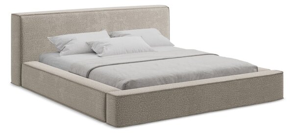 Letto matrimoniale imbottito grigio tortora con contenitore e rete inclusi 180x200 cm Noho – Makamii