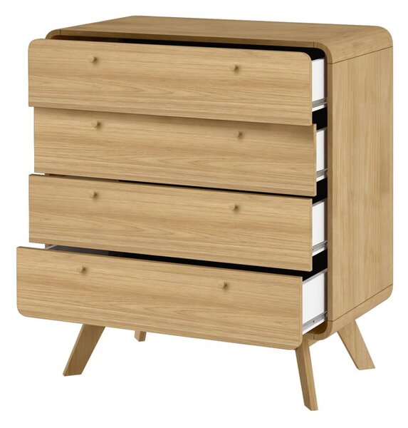 Cassettiera alta in rovere decorato in colore naturale 80x88 cm Cassie - Støraa