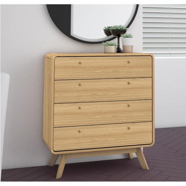 Cassettiera alta in rovere decorato in colore naturale 80x88 cm Cassie - Støraa