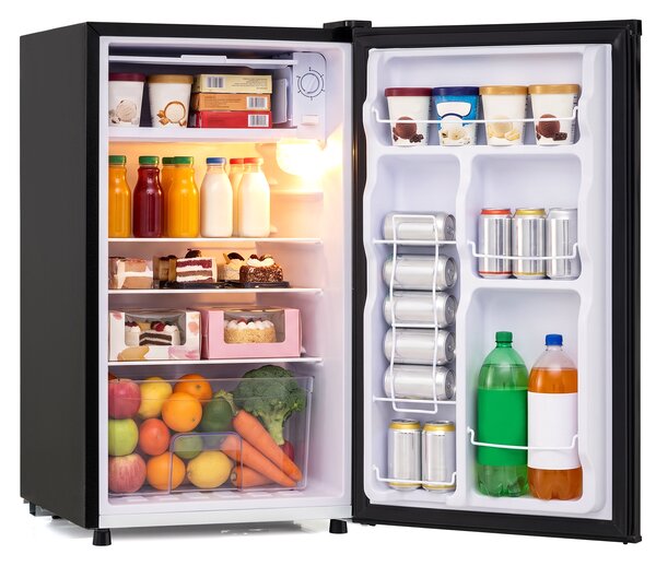 Costway Frigorifero piccolo 98l temperatura regolabile a 5 livelli, Mini frigo monoporta silenzioso con congelatore 25l Nero