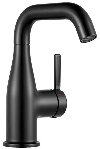 Miscelatore per lavabo, realizzato in lega di zinco resistente, con controllo monocomando, colore nero, acciaio inossidabile, attacco G3/8
