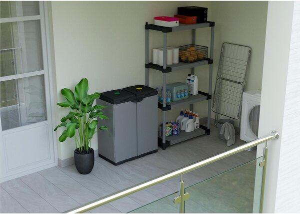 Mobile Porta sacco Per la Raccolta Differenziata In PVC BIS Adatto a sacchi da L 80-110 Dimensioni 68x38xh 87 cm - con Coperchio e Dischetti Coloratii tema
