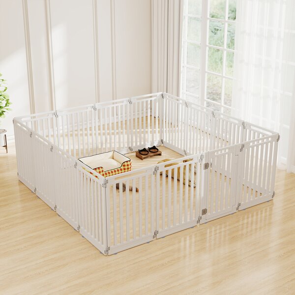 Costway Recinto per cani portatile alto 81 cm ventose e picchetti, Recinzione in plastica per interno ed esterno box a 8 pannelli