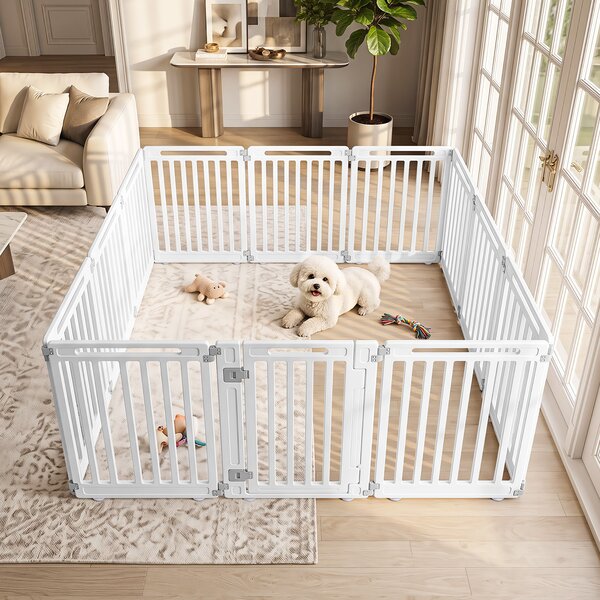 Costway Recinto per cani portatile alto 81 cm ventose e picchetti, Recinzione in plastica per interno ed esterno box a 12 pannelli