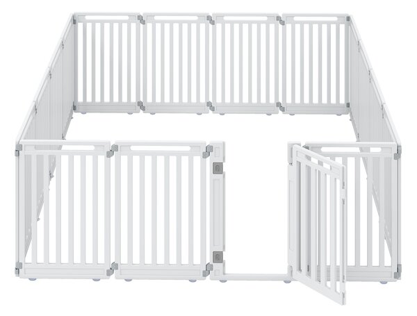 Costway Recinto per cani portatile alto 81 cm ventose e picchetti, Recinzione in plastica per interno ed esterno box a 8 pannelli