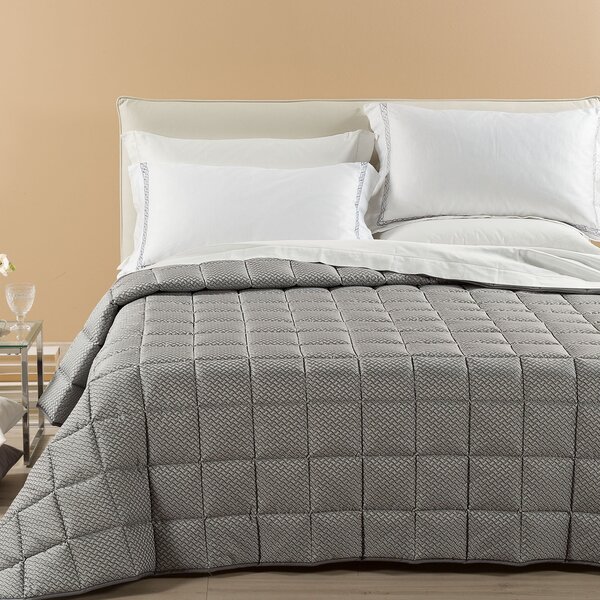 Trapunta Leggerissima In Raso Jacquard Luce Matrimoniale Dreaming Grigio Caleffi