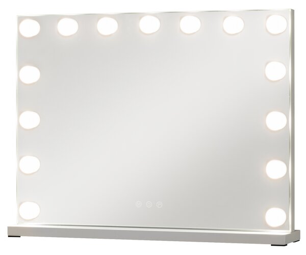 Costway Specchio trucco hollywood luci illuminato tavolo parete 3 colori luce, Specchio luminosità regolabile controllo tattile camera letto camerino 58 x 12 x 45,5 cm