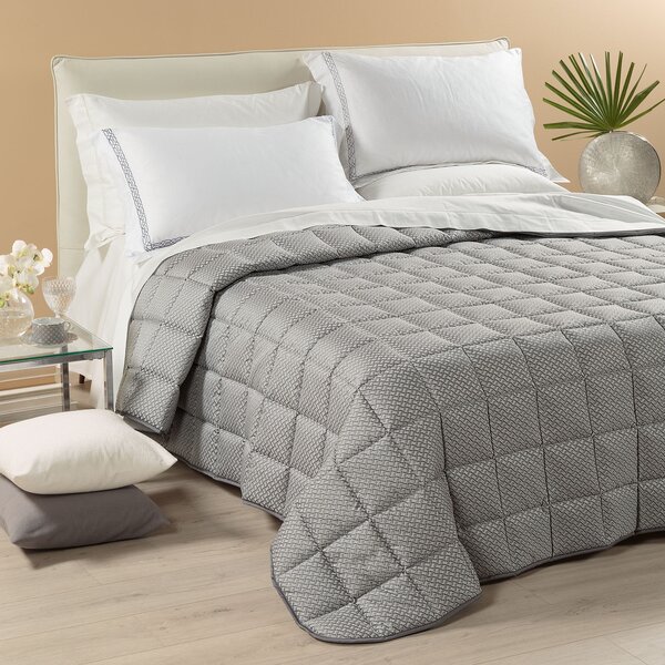 Trapunta Leggerissima In Raso Jacquard Luce Matrimoniale Dreaming Grigio Caleffi
