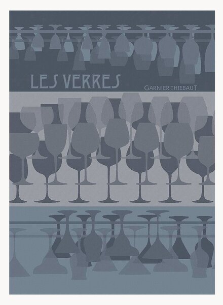 Set di 4 strofinacci jacquard Les Verres A Pied Denim