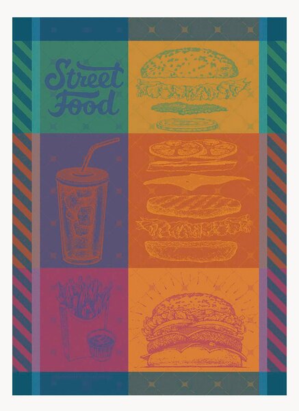 Set di 4 strofinacci jacquard Street Food Usa Gourmand