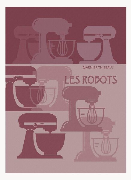 Set di 4 strofinacci jacquard Les Robots Framboise