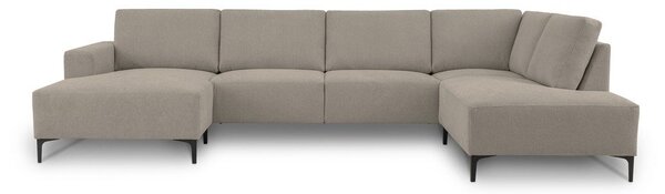 Divano angolare marrone chiaro (con penisola a destra/a U) con rivestimento in ciniglia Fabian – Scandic