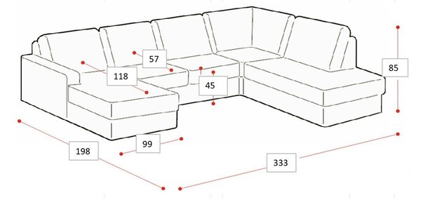 Divano angolare beige (con penisola a sinistra/a U) con rivestimento in ciniglia Fabian – Scandic