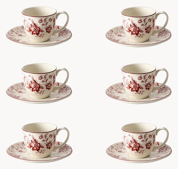 Set di 6 tazzine e piattini in ceramica Wonderwall