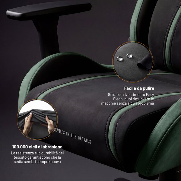 Sedia gaming in tessuto nero-verde Diablo X-One 2.0 Forest Green Small