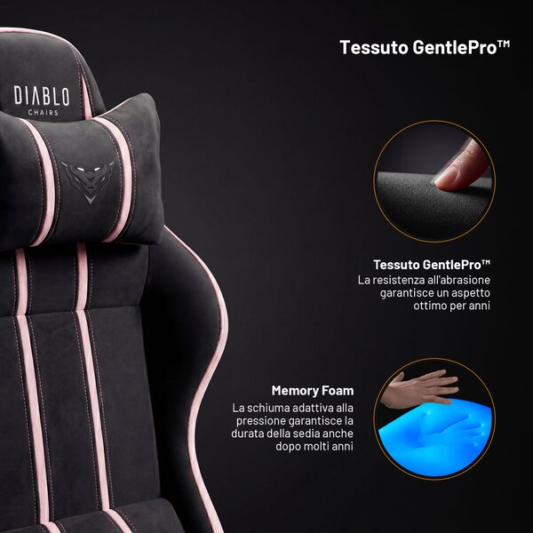 Sedia gaming in tessuto nero-rosa Diablo X-One 2.0 Akira Pink Small