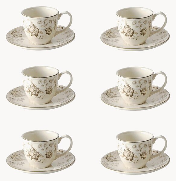 Set di 6 tazzine e piattini in ceramica Wonderwall