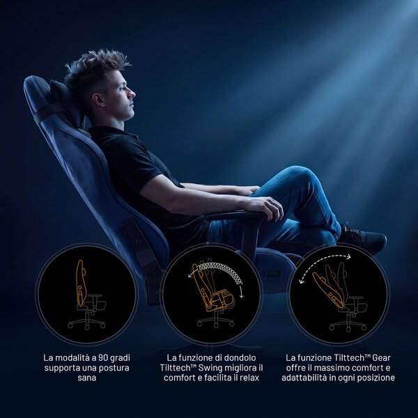 Sedia gaming in tessuto nero-blu Diablo X-One 2.0 Night Blue Small